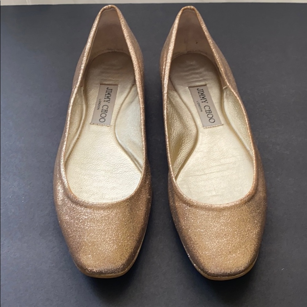 Jimmy Choo Gold Glitter Ballet Flats